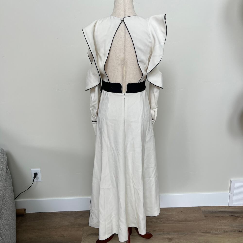 SELF-PORTRAIT Women's Monochrome Asymmetric Wrap Dress Size 2 In White - Picture 3 of 12